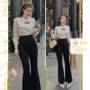 Quần Suông Ống Loe Nữ Cạp Cao Dáng Đẹp - Tôn Dáng, Ôm Nhẹ, Không Nhăn by 𝗗𝗮𝗻𝗮.𝗖𝗹𝗼𝘀𝗲𝘁 (Có bigsize). M958