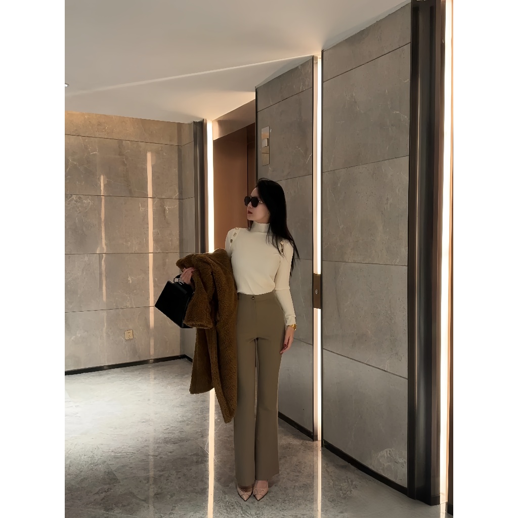 Quần Suông Ống Loe Nữ Cạp Cao Dáng Đẹp - Tôn Dáng, Ôm Nhẹ, Không Nhăn by 𝗗𝗮𝗻𝗮.𝗖𝗹𝗼𝘀𝗲𝘁 (Có bigsize). M958