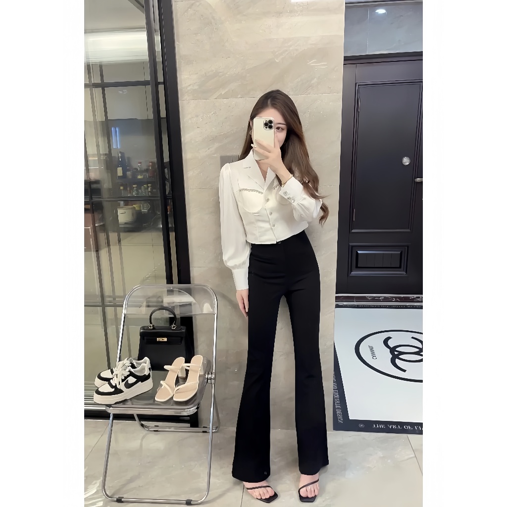 Quần Suông Ống Loe Nữ Cạp Cao Dáng Đẹp - Tôn Dáng, Ôm Nhẹ, Không Nhăn by 𝗗𝗮𝗻𝗮.𝗖𝗹𝗼𝘀𝗲𝘁 (Có bigsize). M958