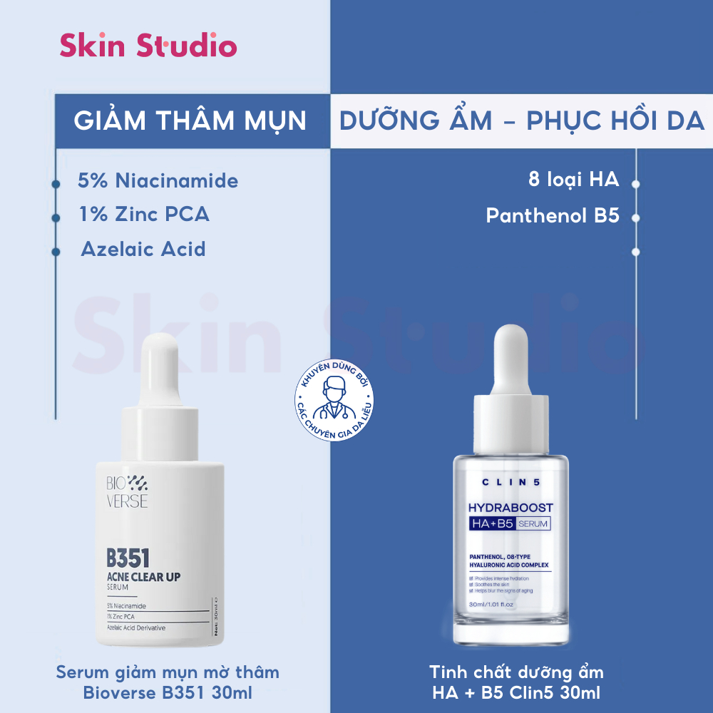 Tinh Chất Mờ Thâm Niacinamide 5% + Zinc 1% Hỗ Trợ GiảmMụn Bioverse B351 Acne Clear Up Serum 30ml