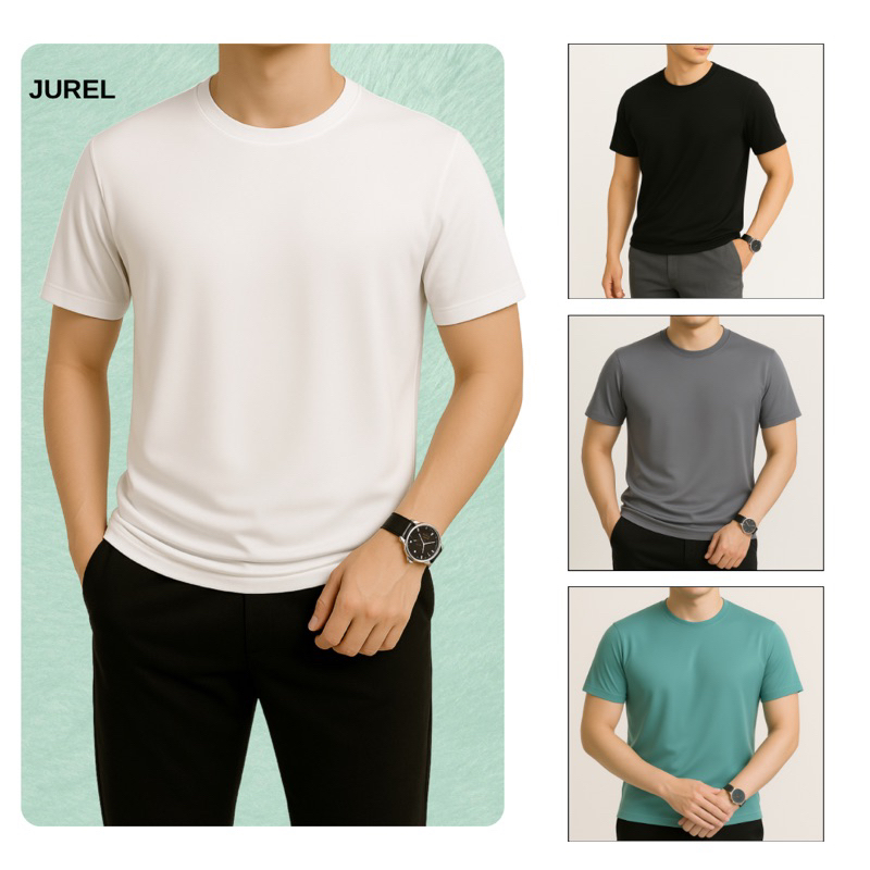 Áo Thun Nam Co Giãn 4 Chiều Cotton Lạnh Cổ Tròn Basic, Dễ Mặc Đi Làm Đi Chơi