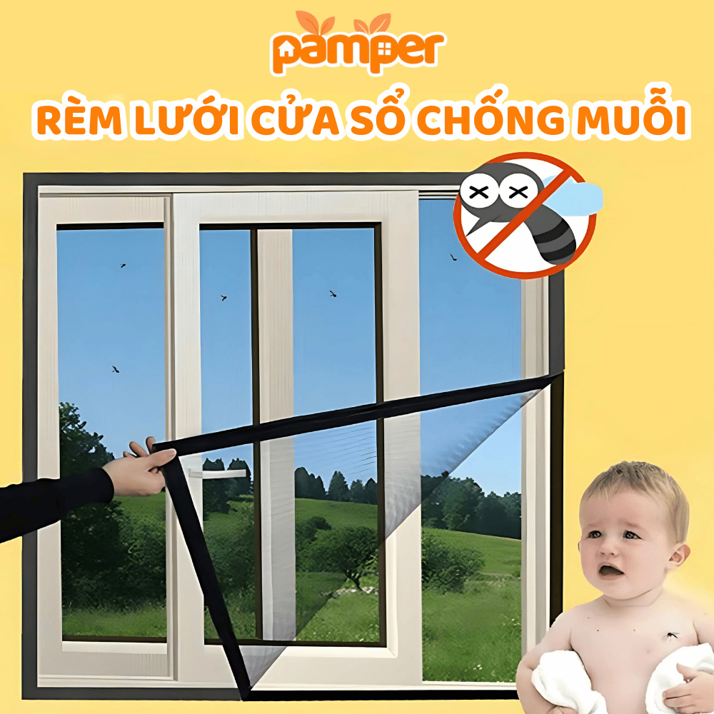 Lưới Chống Muỗi Cửa Sổ Tự Dính PAMPER, Rèm Lưới Chặn Côn Trùng Bay Vào ...