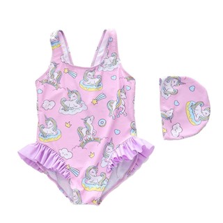 BK48 Đồ bơi cho bé gái liền thân kèm mũ_Bikini cho bé gái hở lưng xinh xắn 8-28kg