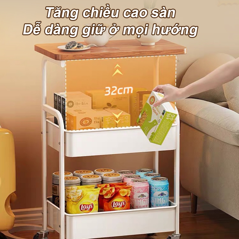 Xe Đẩy Spa 3 Tầng [Khung thép cacbon + giỏ] Kệ đựng đồ đa năng phòng ngủ Kệ Để Đồ Có bánh xe