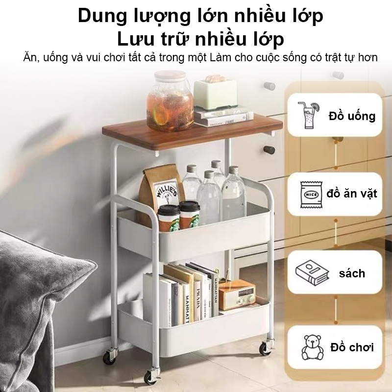 Xe Đẩy Spa 3 Tầng [Khung thép cacbon + giỏ] Kệ đựng đồ đa năng phòng ngủ Kệ Để Đồ Có bánh xe
