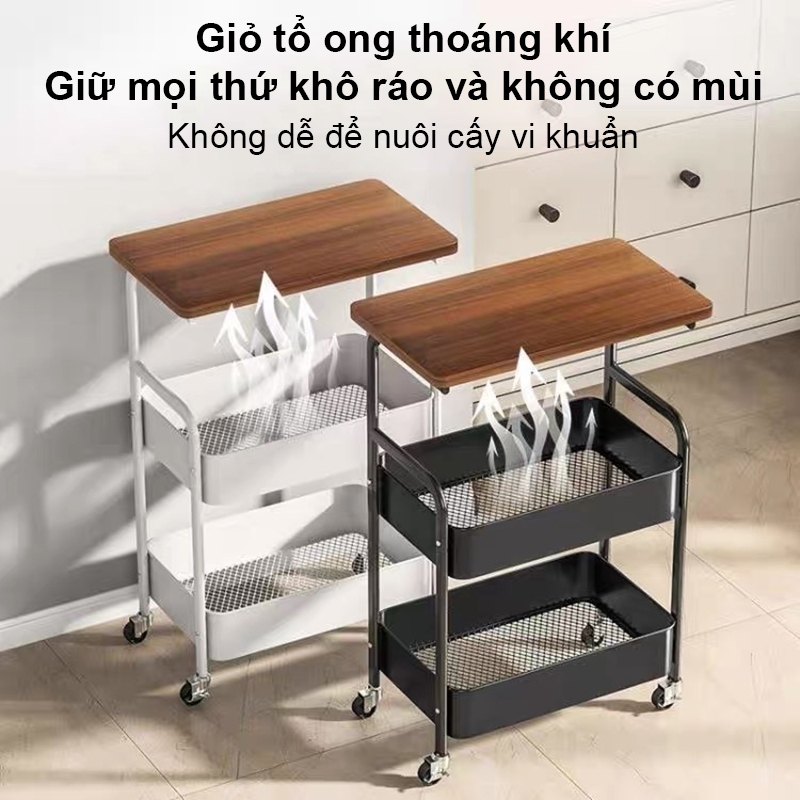 Xe Đẩy Spa 3 Tầng [Khung thép cacbon + giỏ] Kệ đựng đồ đa năng phòng ngủ Kệ Để Đồ Có bánh xe