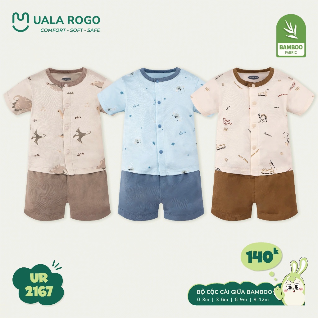 (3-10kg, 0-12M) Bộ Cộc Tay Sơ Sinh Uala Rogo UR2137 UR2166 UR2167 UR2384 UR3845 UR2220 UR2188