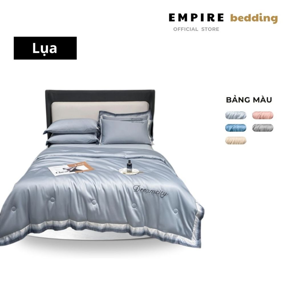 Bộ chăn ga gối nệm đệm 4 món phi lụa cao cấp EMPIRE bo chun drap giường - EMPIRE | Bedding & Decor