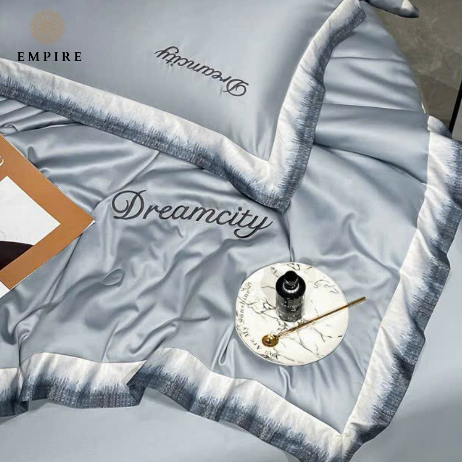Bộ chăn ga gối nệm đệm 4 món phi lụa cao cấp EMPIRE bo chun drap giường - EMPIRE | Bedding & Decor