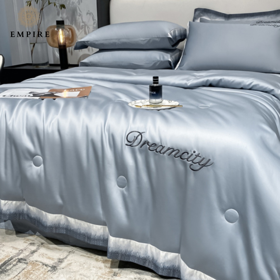 Bộ chăn ga gối nệm đệm 4 món phi lụa cao cấp EMPIRE bo chun drap giường - EMPIRE | Bedding & Decor