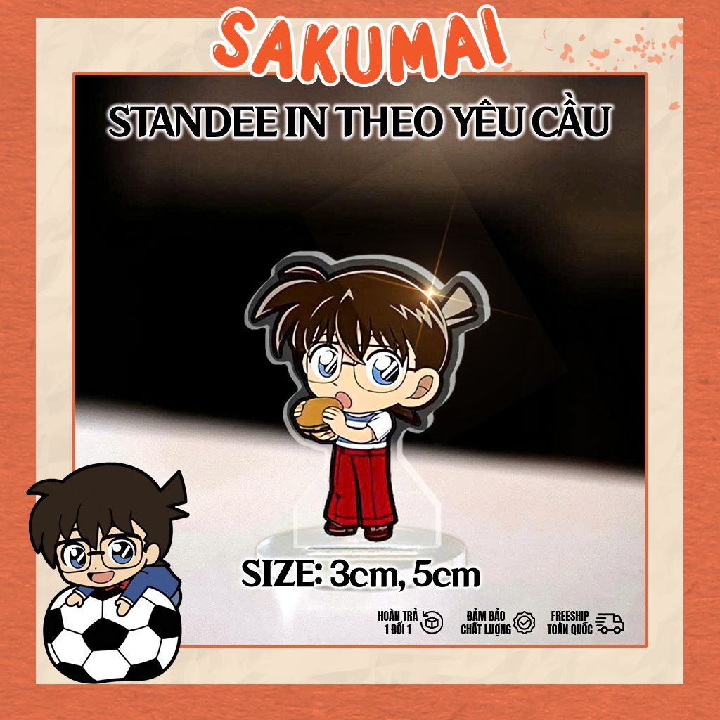 Standee chibi, Mô Hình Mini Conan Cao 5cm In UV Cắt Viền Conan Heiji Kaito Kid Mori Ran Trang Trí Góc Học Tập - SakuMai