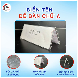 (LẺ 1 CÁI) Kệ Mica Chữ A 2 mặt - Bảng Tên Chức Danh Mica - Biển tên đại biểu - Biển tên học sinh
