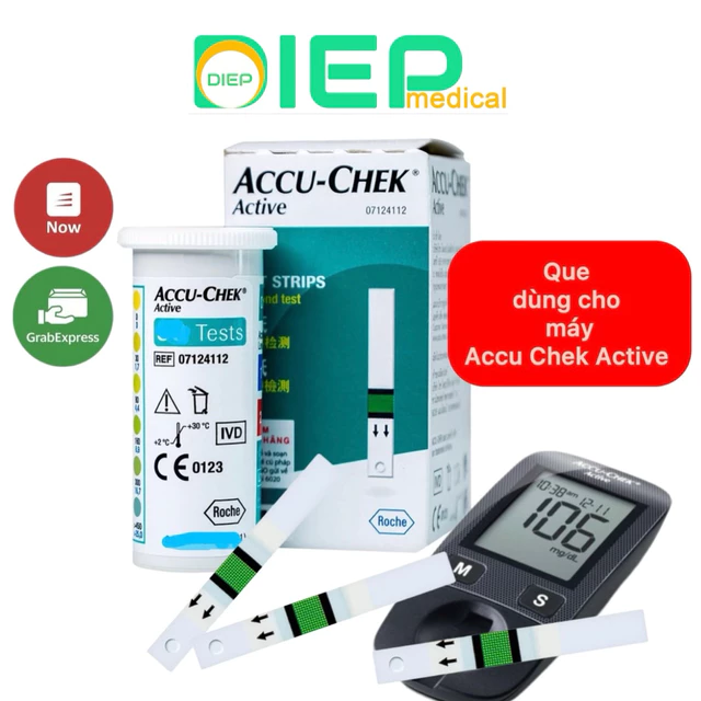 ✅ ACCU CHEK ACTIVE 25 que hoặc 50 que - Que thử đường huyết chính hãng Accu-chek Active/