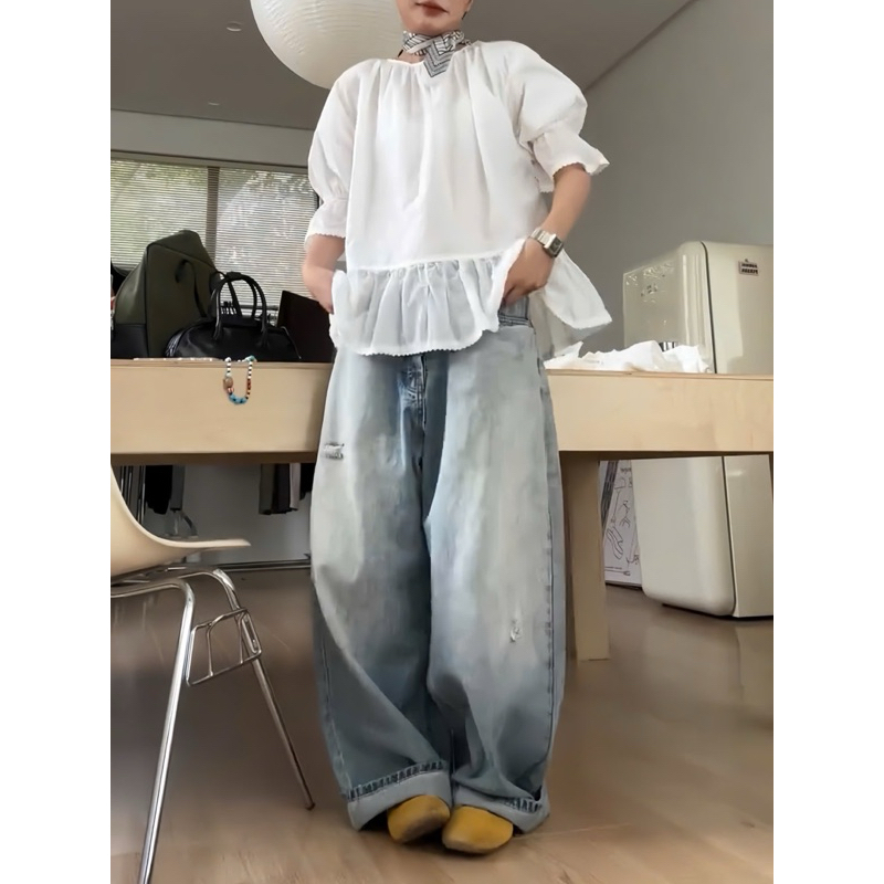 Áo kiểu nữ tay lỡ phối ren Onni st
