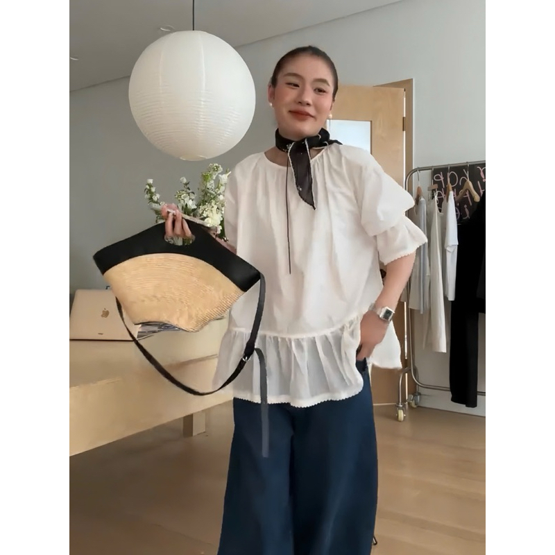 Áo kiểu nữ tay lỡ phối ren Onni st