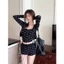 HT29f Đồ ngủ 2s sexy thun cotton nơ xinh dễ thương,Bộ pijama hotgirl croptop tôn dáng HT29f