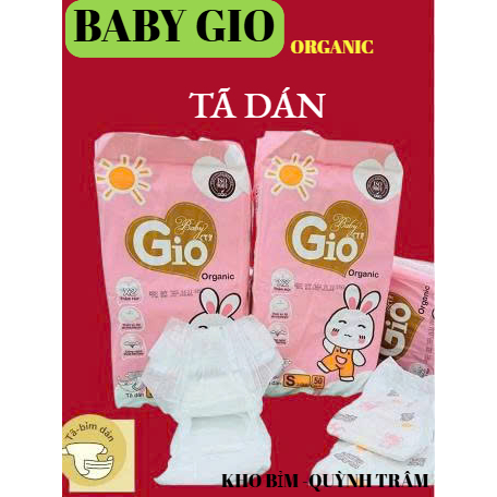 TÃ BỈM DÁN BABY GIO ORGANIC CHO BÉ SƠ SINH -50 MIẾNG (1 BỊCH ) MIỄN PHÍ SHIP -SIZE S,M ( 2-8kg )