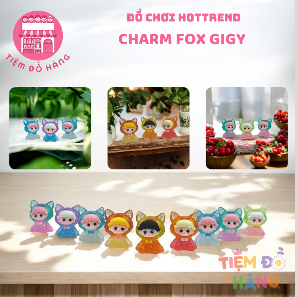 Túi Mù Tự Xé Charm Kim Tuyến Baby Three Dễ Thương, Fox Dimo Size Trung Siêu Đẹp