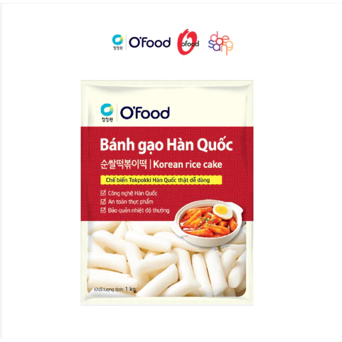 Bánh gạo Hàn Quốc O'Food 1kg, 100% làm từ gạo cao cấp, dẻo, dai, thơm, ngon