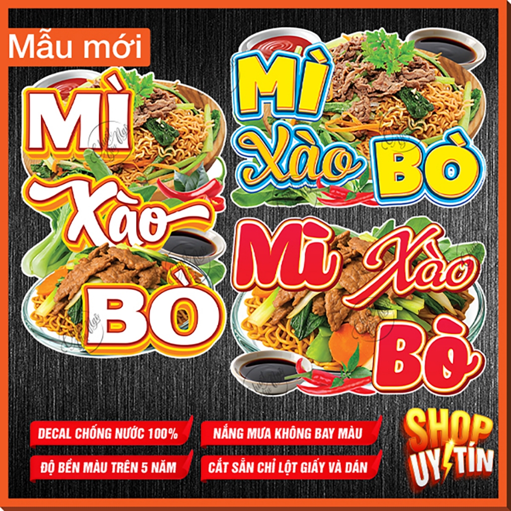 Hình dán MÌ XÀO BÒ dán tường quán hình decor decal trang trí xe bảng ...