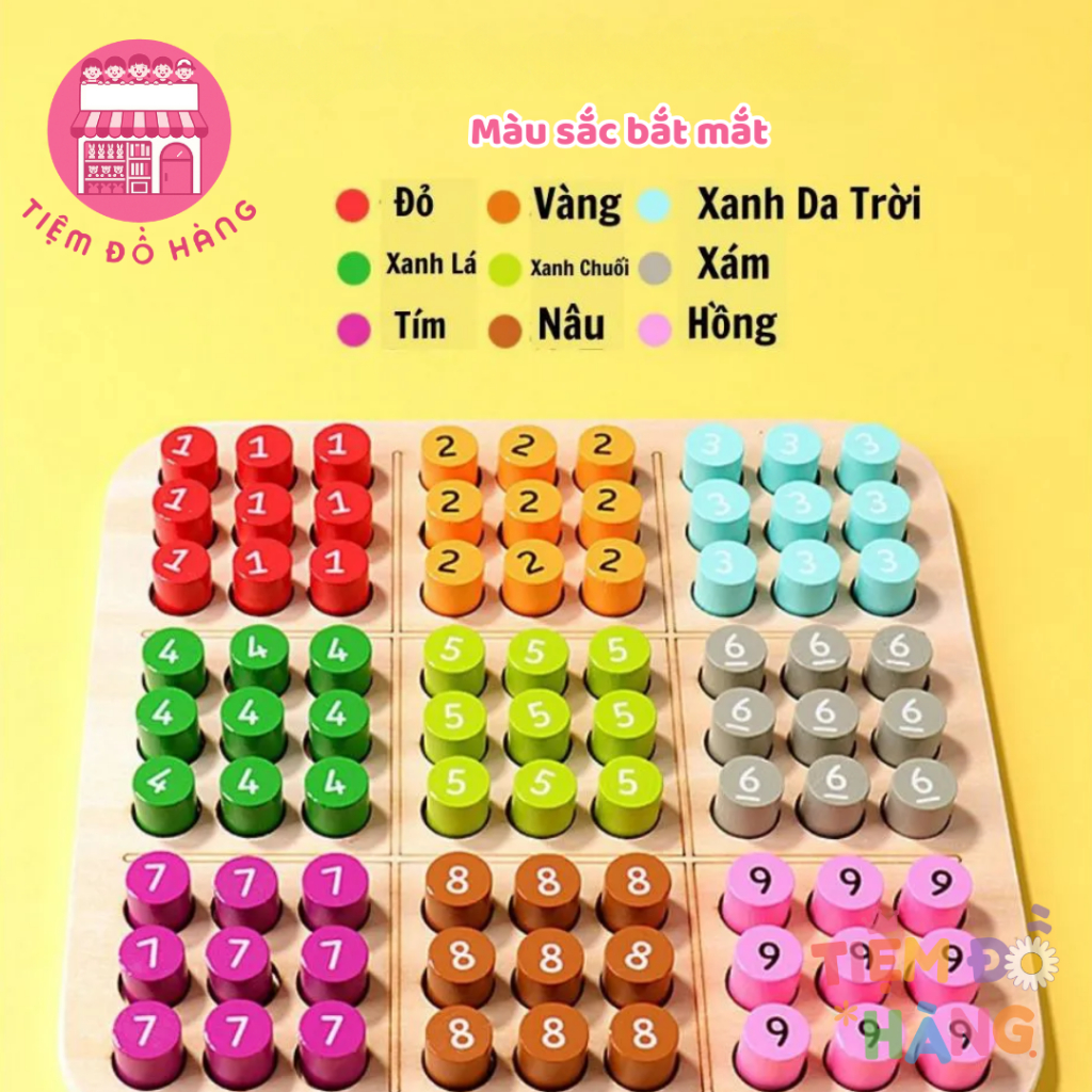 Đồ Chơi Bảng Trò Chơi Sudoku Bằng Gỗ Nhiều Màu Sắc Cho Bé, Đồ Chơi Phát Triển Trí Tuệ