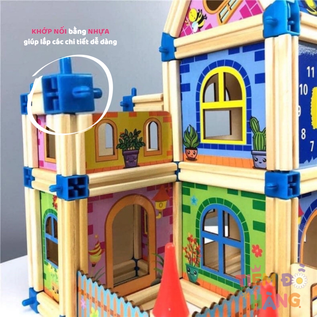 Đồ Chơi Lắp Ghép Mô Hình Nhà Gỗ 3D 128 Chi Tiết, Nâng Cao Tính Tư Duy Cho Bé