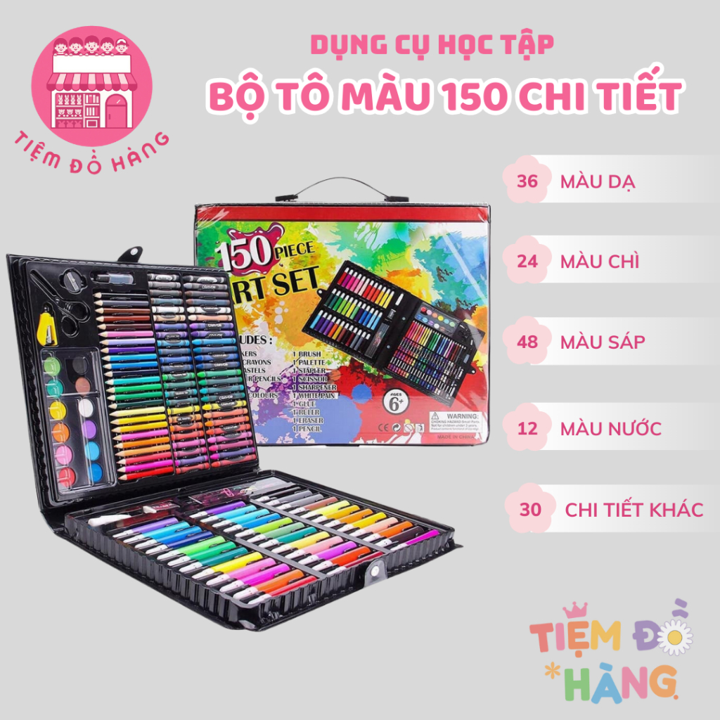 Hộp Màu 150 Chi Tiết Cho Bé Tô Vẽ Thỏa Sức