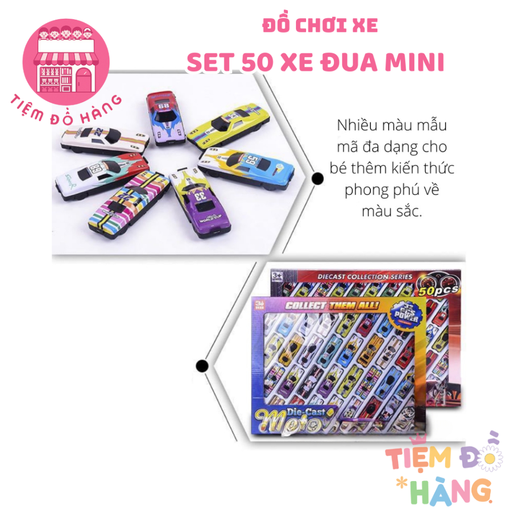 Set 50 Xe Ôtô Làm Bằng Thiếc, Đồ Chơi Dành Cho Bé