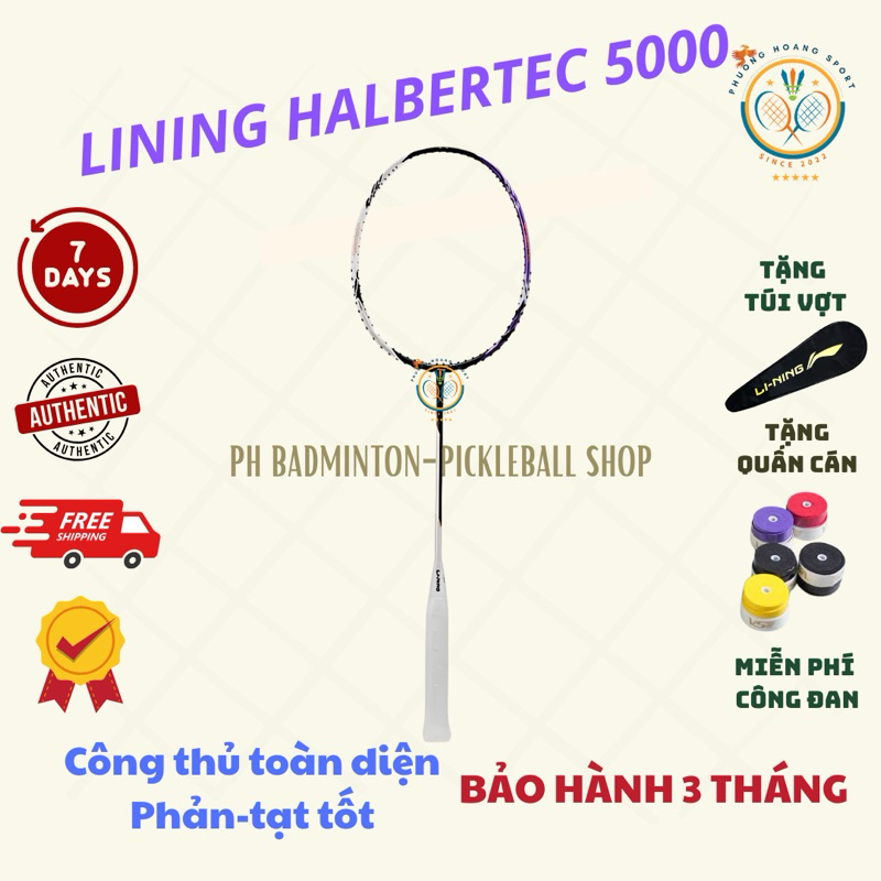 HOẢ TỐC [Đan cước-Tặng túi+Quấn] Vợt Cầu Lông Lining Halbertec 5000 ...
