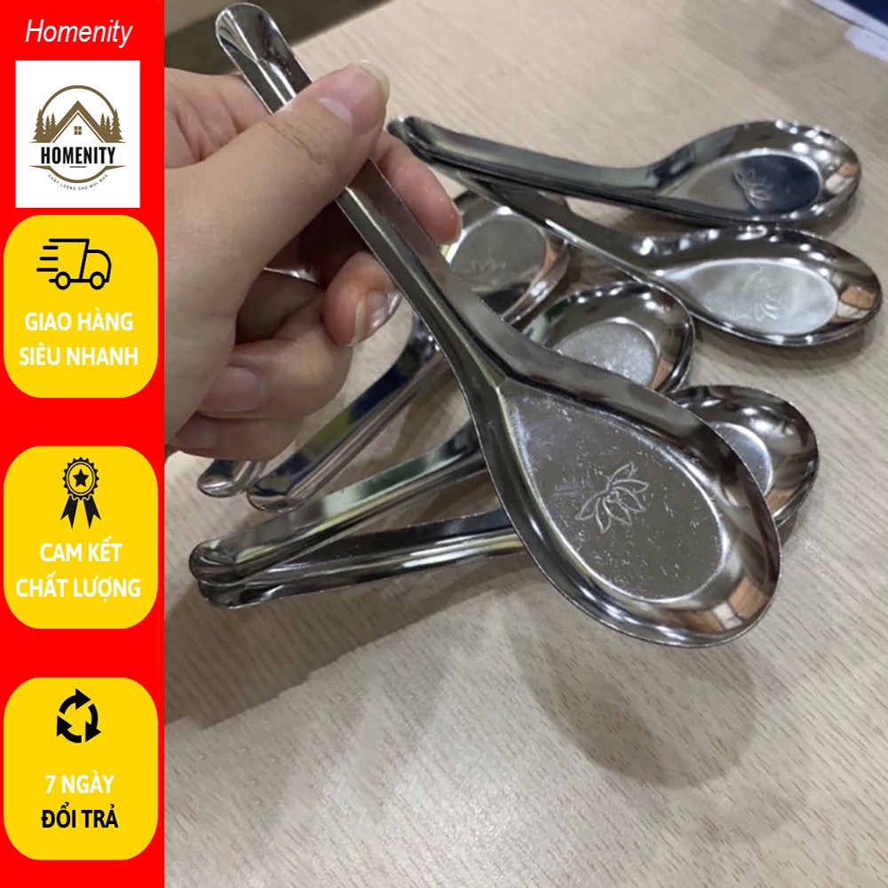 Thìa Hoa Sen Inox Ăn Cơm Ăn Phở Cao Cấp Dày Dặn , Thìa Muỗm Ăn Súp Bằng ...