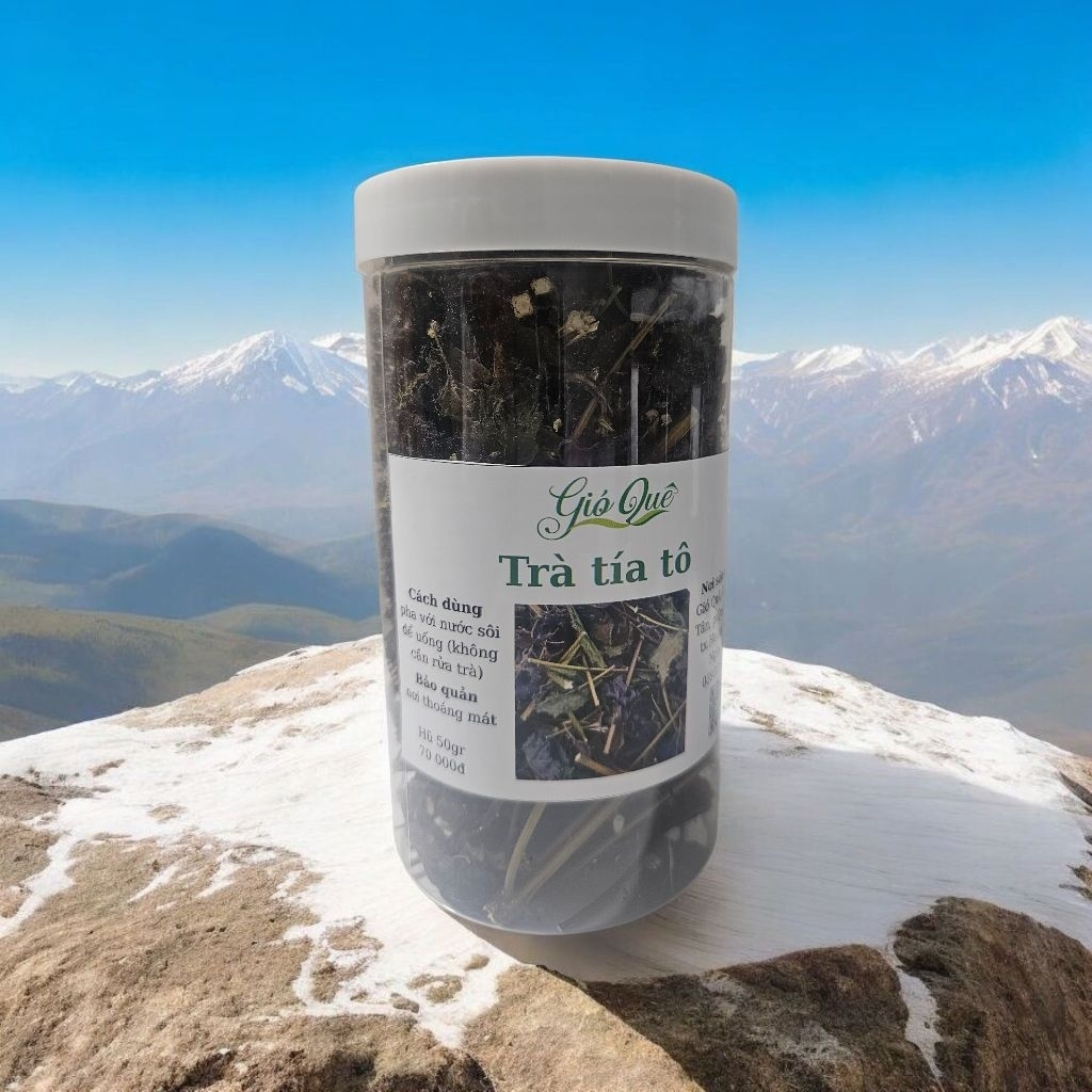 Trà tía tô Gió Quê (Thân + lá tía tô sấy) hũ 1000ml -50gr