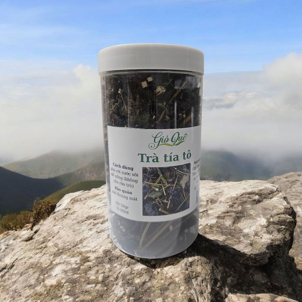 Trà tía tô Gió Quê (Thân + lá tía tô sấy) hũ 1000ml -50gr