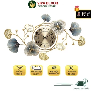 Đồng hồ treo tường trang trí nhà cửa hoa lá cành Lianzhang JJT nghệ thuật kim trôi Viva Decor V2111