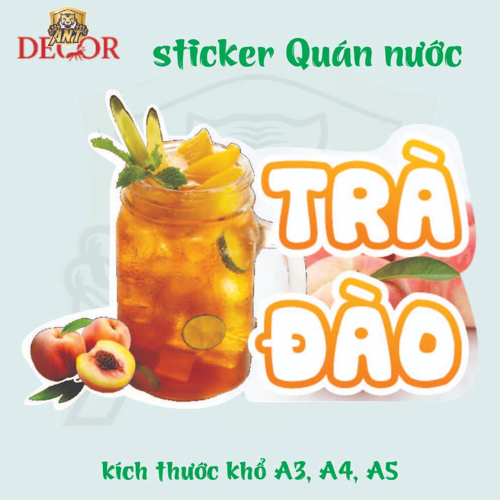Decal Dán Trà Đào – Nhãn Dán Trang Trí Xe Nước Giải Khát – Dễ Dán, Bền Đẹp, Chống Nước