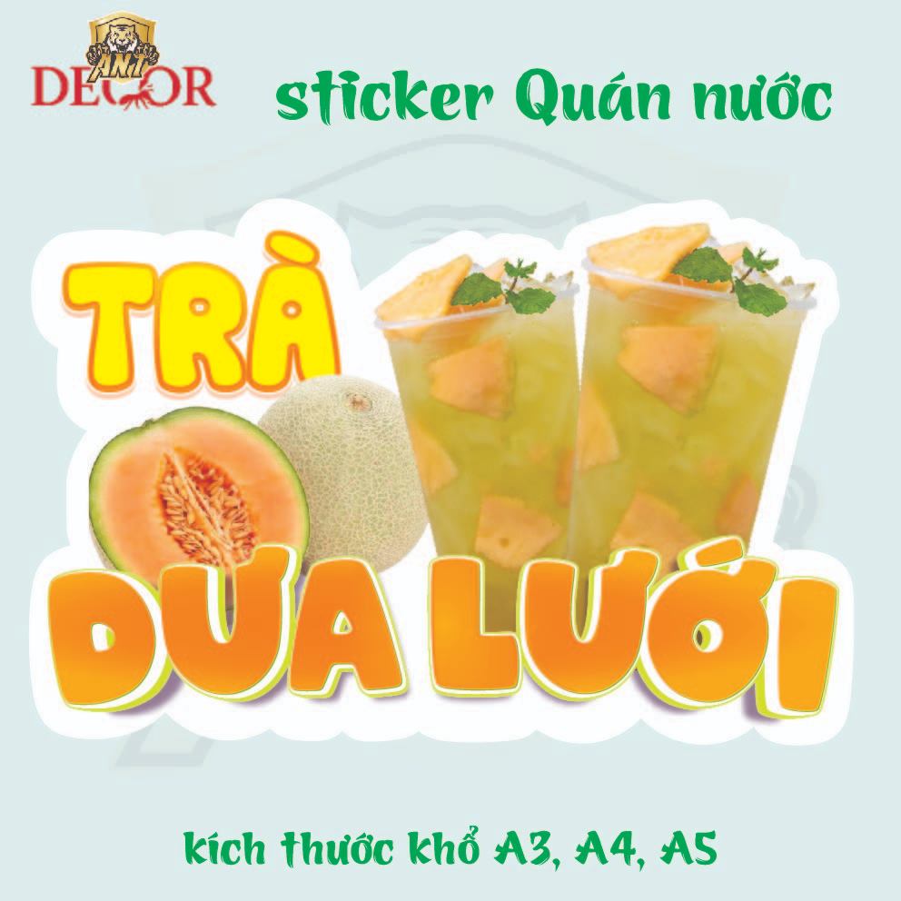 Decal Dán Trà Trái Cây – Nhãn Dán Trang Trí Xe Nước Giải Khát – Dễ Dán, Bền Đẹp, Chống Nước