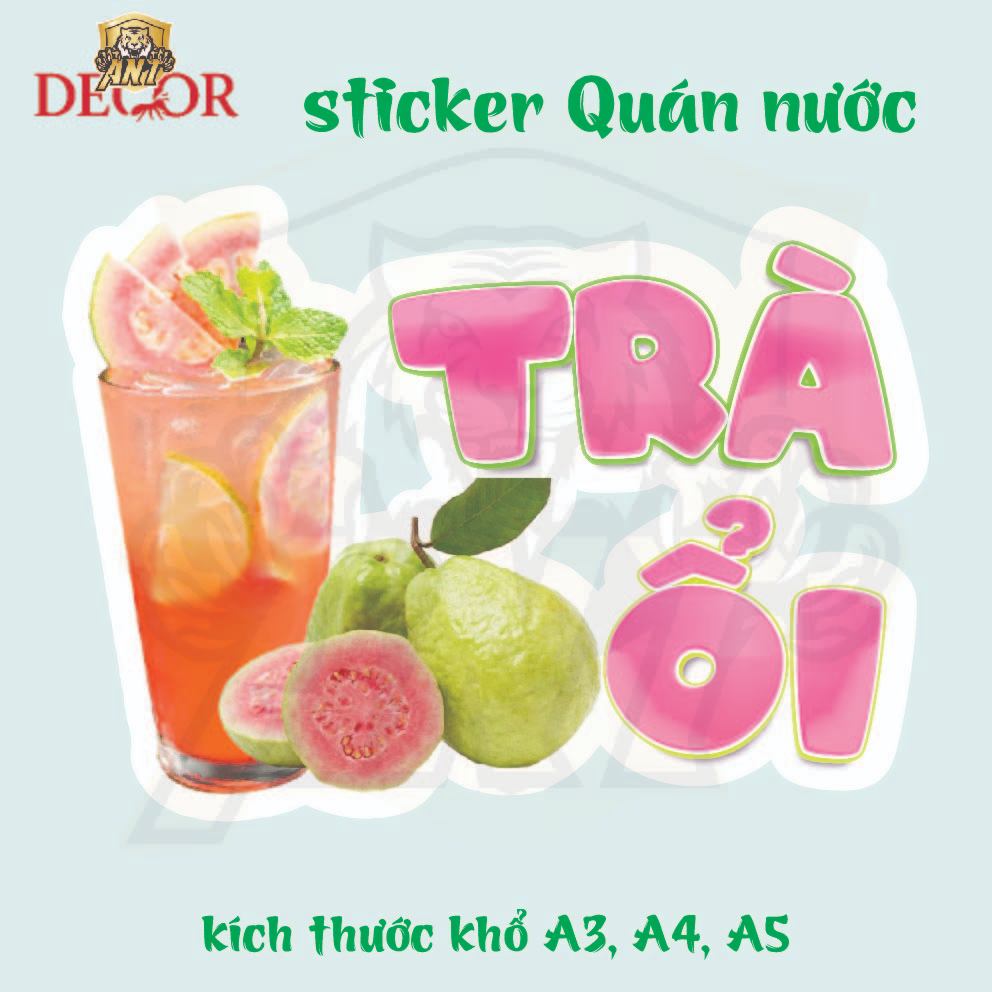 Decal Dán Trà Trái Cây – Nhãn Dán Trang Trí Xe Nước Giải Khát – Dễ Dán, Bền Đẹp, Chống Nước