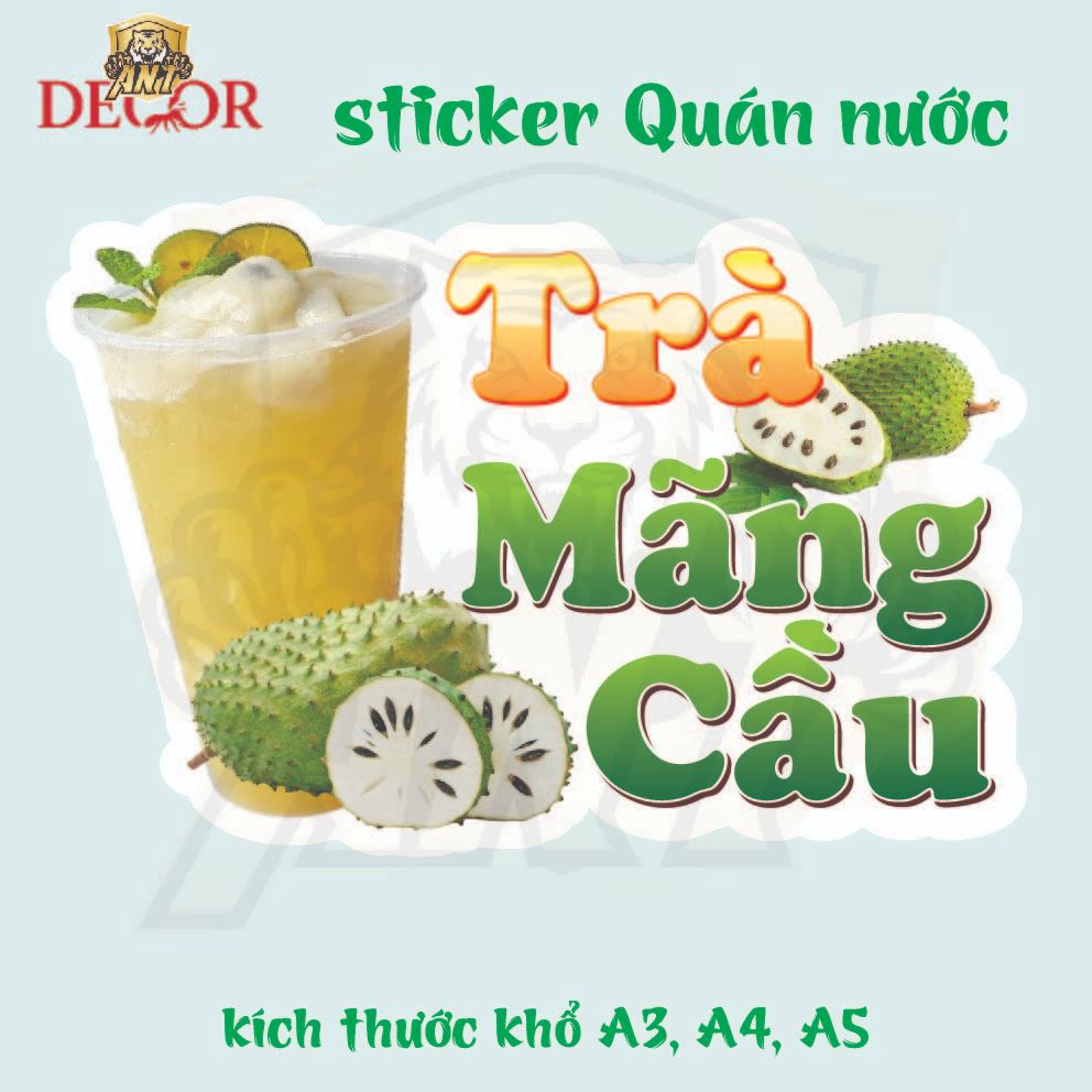 Decal Dán Trà Trái Cây – Nhãn Dán Trang Trí Xe Nước Giải Khát – Dễ Dán, Bền Đẹp, Chống Nước