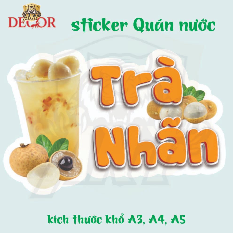 Decal Dán Trà Trái Cây – Nhãn Dán Trang Trí Xe Nước Giải Khát – Dễ Dán, Bền Đẹp, Chống Nước