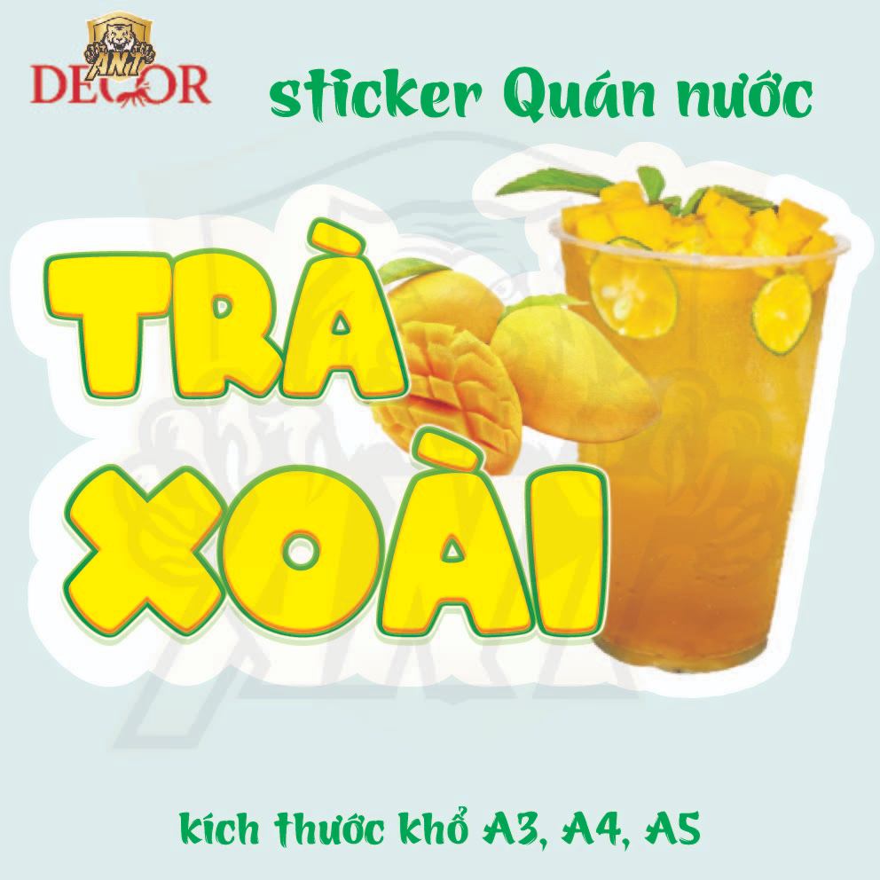 Decal Dán Trà XOÀI CHANH DÂY – Nhãn Dán Trang Trí Xe Nước Giải Khát – Dễ Dán, Bền Đẹp, Chống Nước