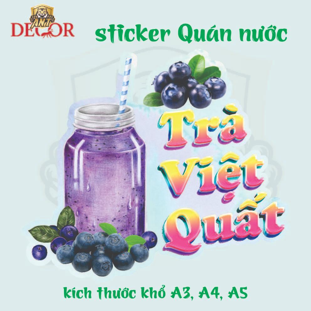 Decal Dán Trà Trái Cây – Nhãn Dán Trang Trí Xe Nước Giải Khát – Dễ Dán, Bền Đẹp, Chống Nước