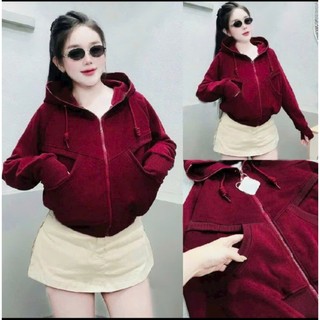 Áo khoác nữ túi đắp,dây kéo cổ cao,nón to,bo tay có xỏ ngón,túi trong thời trang cá tính chống nắng tốt