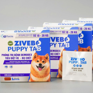 Hộp 1 Viên nhai vị thịt cho chó trị ve, bọ chét, ghẻ, nấm da ký sinh trùng ZIVEBO PUPPY TAB VbPharma
