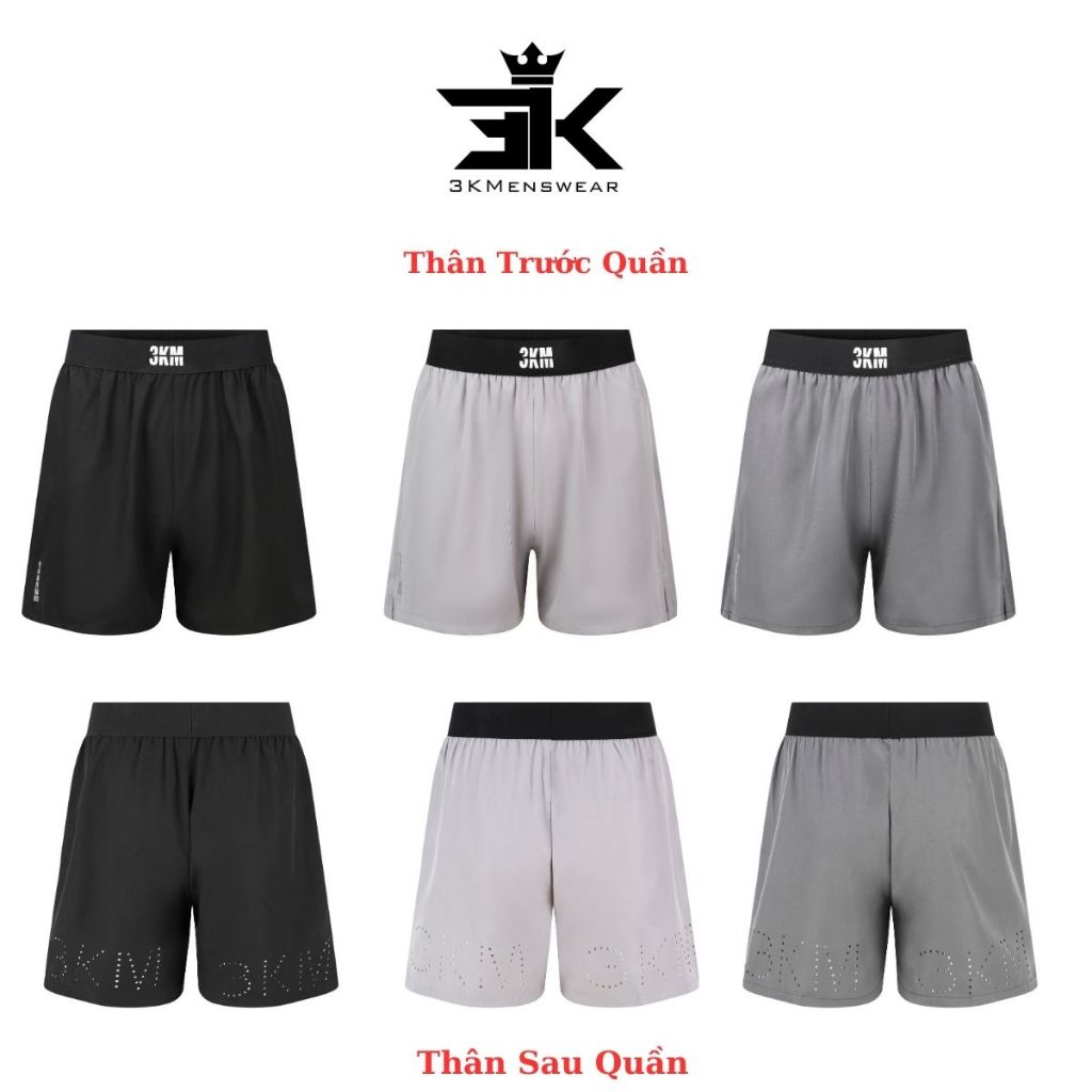 Quần đùi nam cạp chun dệt thêu chữ, quần short thể thao 3KMENSWEAR chất liệu thoáng mát