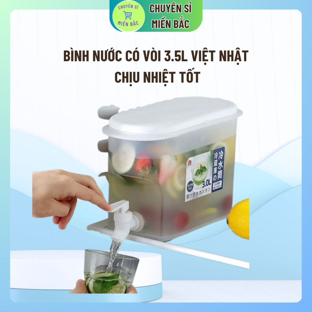 Bình nước có vòi để tủ lạnh 3.5l việt nhật chịu nhiệt, Bình đựng nước có vòi để tủ lạnh 3.5l cao cấp