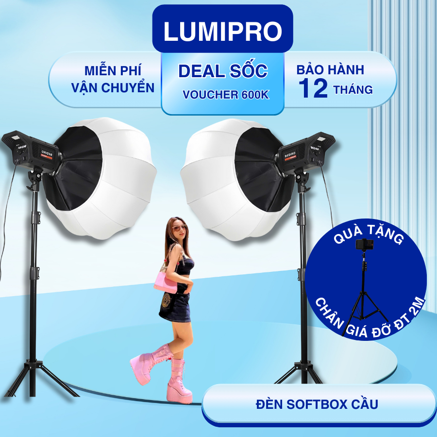 Đèn Livestream Softbox Cầu Bediro BD-800SS Ánh Sáng trắng mịn 3 màu ...