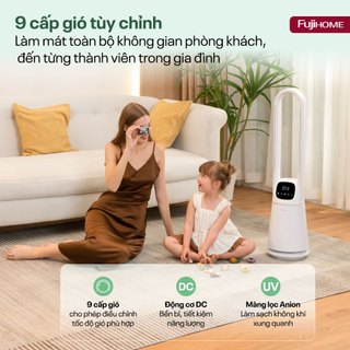 Quạt không cánh lọc không khí FUJIHOME BF065 khử khuẩn Anion, UV, kết nối wifi điều khiển qua app