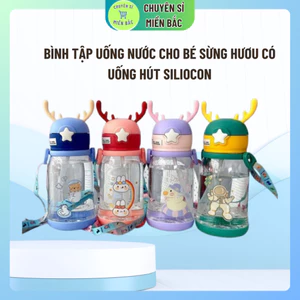 Bình tập uống nước cho bé sừng hươu có uống hút siliocon