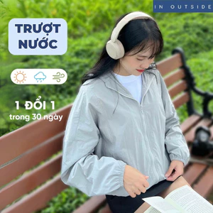 Áo khoác dù chống nắng In Outside trượt nước 2 lớp, chắn gió, dây rút gọn eo, mặc đi học, đi chơi, du lịch (trượt nước)