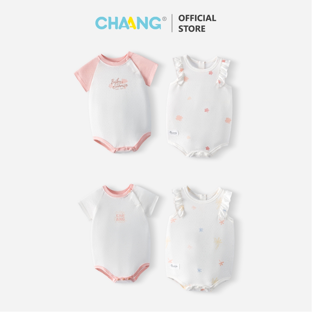 [CHAANG 3-12M] Set 2 chiếc bodychip cộc Sóng dáng ôm cho bé gái và bé trai