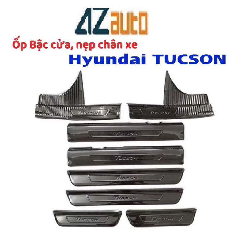 Ốp bậc cửa, nẹp bước chân xe Huyndai Tucson 2022-2025 vân Titan cao cấp